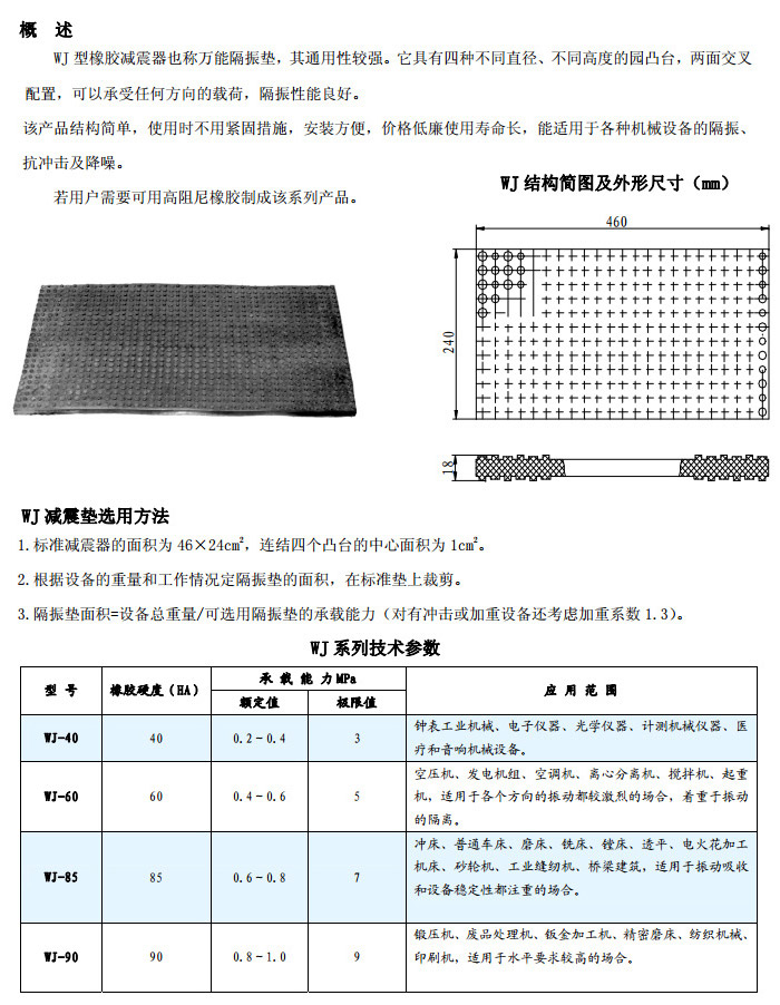 WJ橡胶减震垫